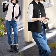 pu皮马甲短外套女2024秋季新款立领宽松外搭背心坎肩马夹，女装马甲，美拉德工厂直营店