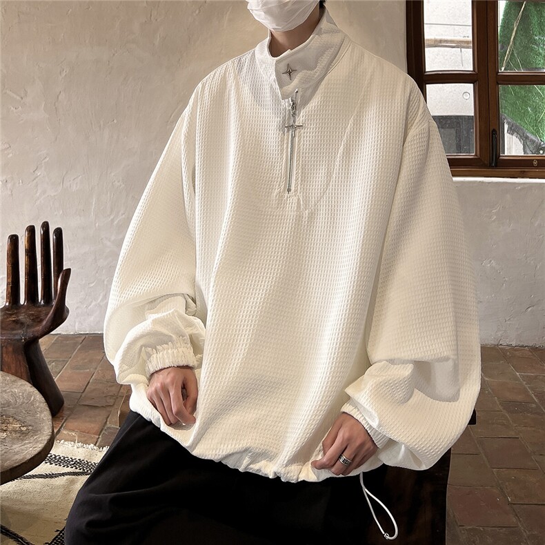 1港风华夫格金属拉链装饰大码M-5XL潮外套卫衣男WY8758P65控88，男装卫衣，星座226-2