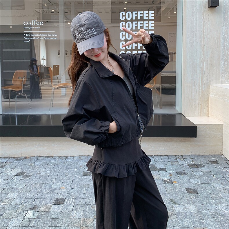 《档口现货》26秋上新气质夹克外套屁连工装长裤两件套女,女装套装/套裙,苗苗