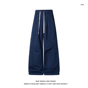 M-5XL 华棉62%宽松休闲铆钉拖地弯刀休闲裤X1590特批35图片