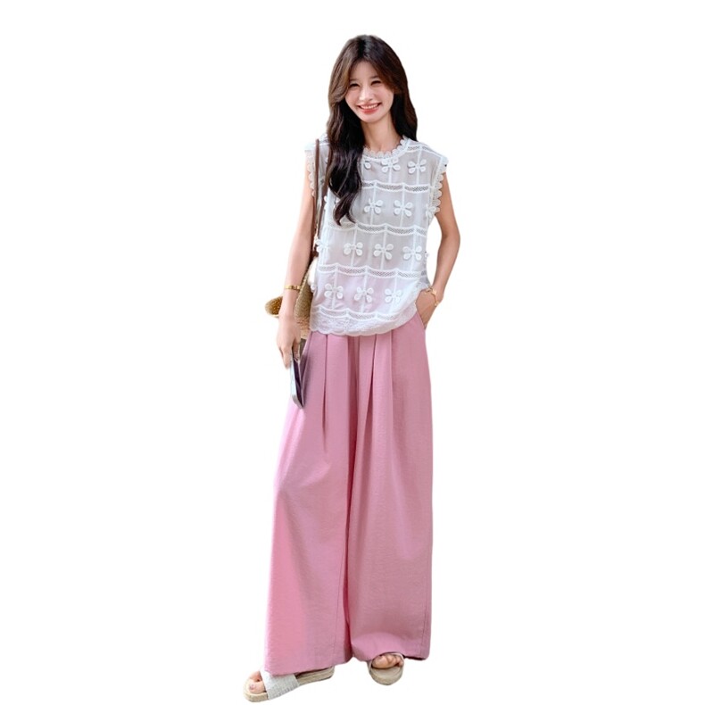 夏季阔腿裤无袖小衫时尚两件套女,女装套装/套裙,秋水欣儿