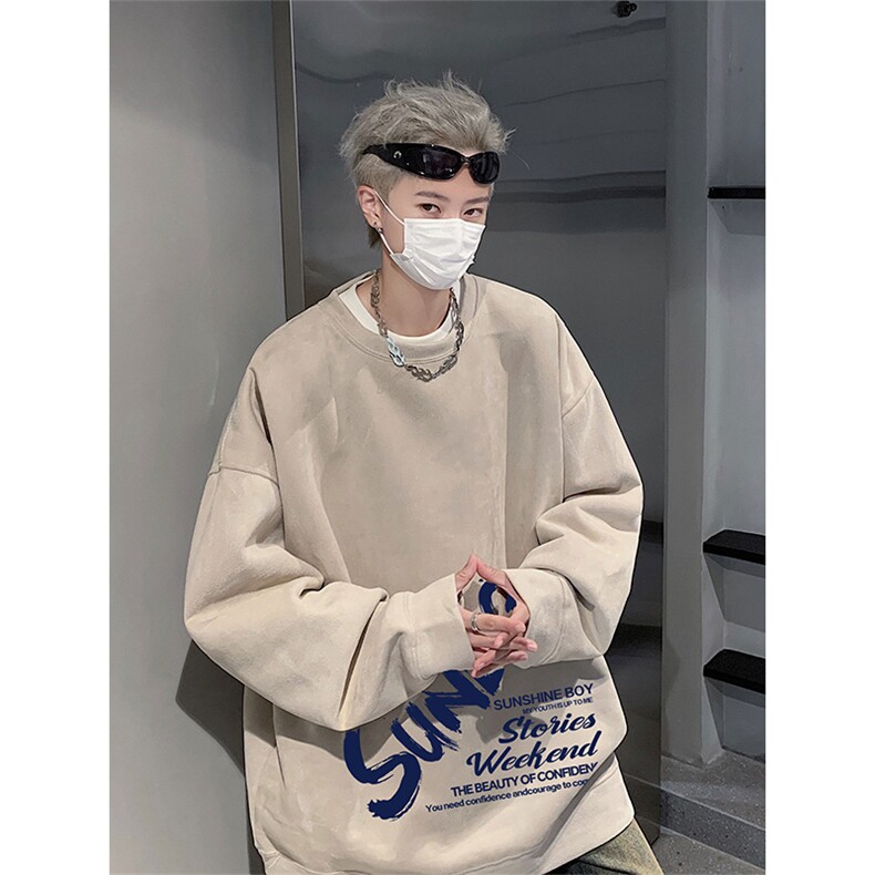 抖音得物高品质美式潮流麂皮绒宽松圆领卫衣wyjp4023-特p35控69,男装卫衣,星座605(原A050)