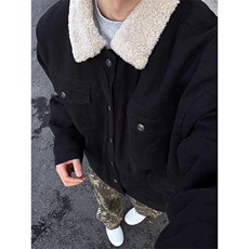 现货加绒牛仔棉服男冬季棉衣外套羊羔绒翻领夹克毛领MY1089-P110，男装夹克，星座1103-3