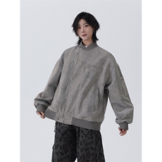 港风美式潮流麂皮绒短款飞行员夹克XZ213-JK7777-P108控128，男装夹克，星座213