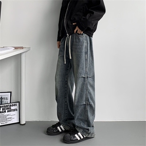 主推！【S-4XL】现货！美式褶皱设计直筒裤子男A080-8203-P65控88图片