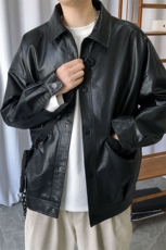现货-春装皮衣外套男PU机车服皮夹克上衣2025新款A560p95加绒105，男装夹克，电商A351