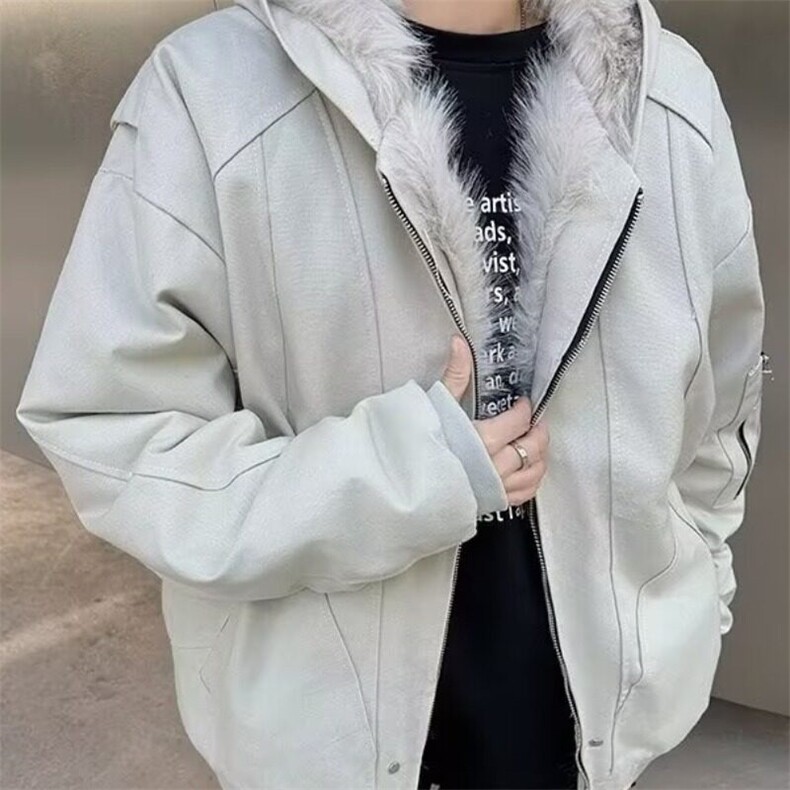 座山雕夹克棉服男冬季加绒连帽棉衣派克外套WR302-常规P95绒-P125图片