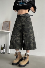 M-8XL美式复古迷彩牛仔短裤特大码工装裤阔腿七分裤子NZ9015/P48，男装牛仔裤，电商B238