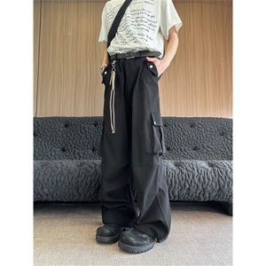 杏白色美式速干工装裤女2025夏季薄款直筒户外登山防晒阔腿运动裤图片