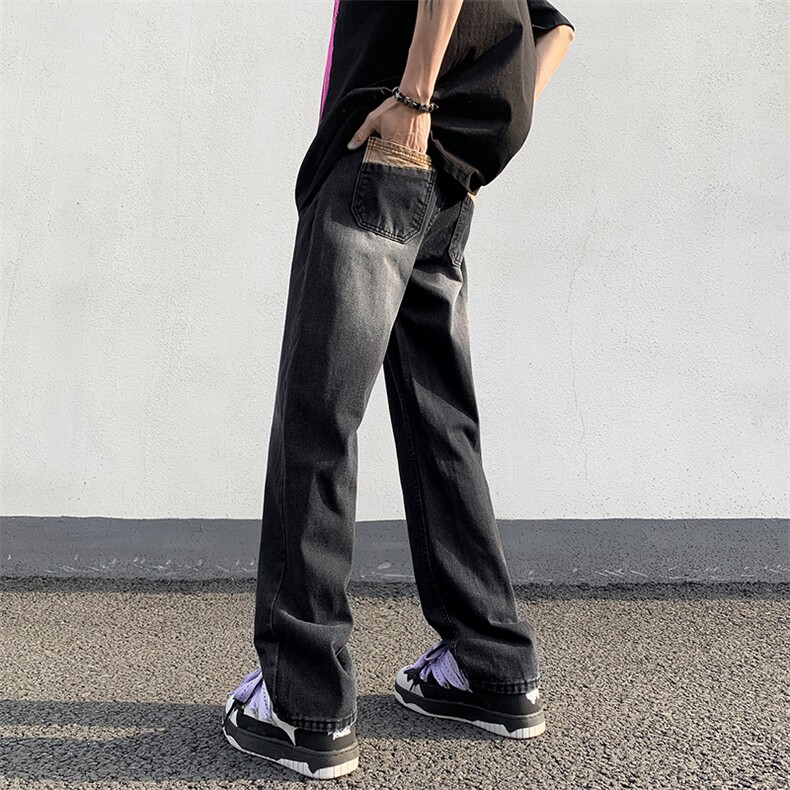 美式高街vibe复古水洗做旧裤脚牛仔裤男长裤情侣宽松N01610-P43，男装牛仔裤，星座308B-2