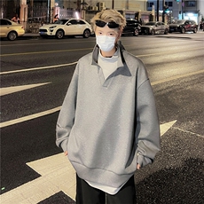 韩版休闲卫衣宽松百搭PoLo领卫衣休闲款上衣A061-AW00483-特P65，男装卫衣，电商A061