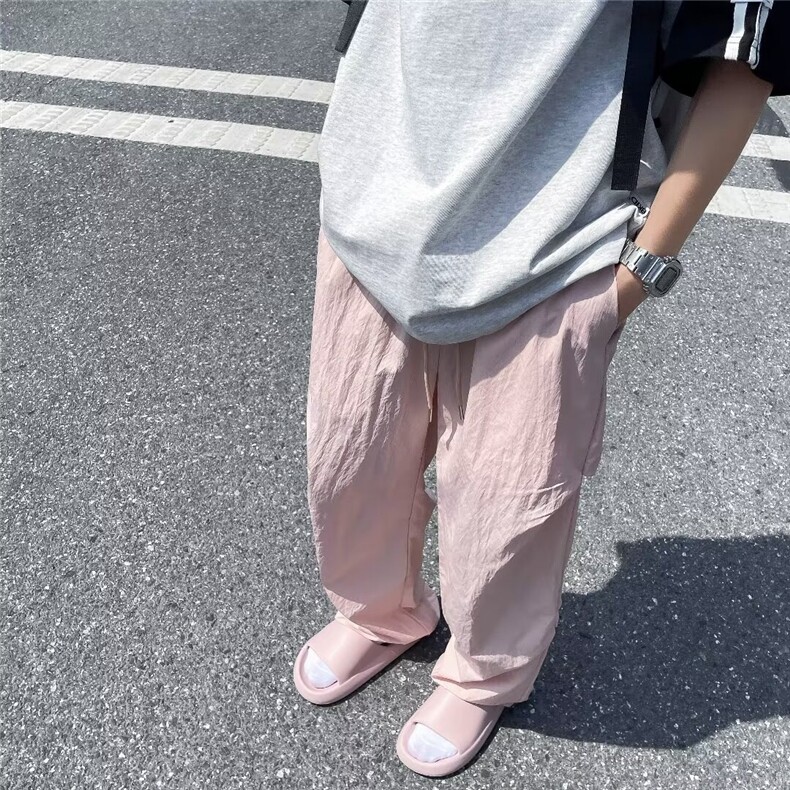 速干冰丝裤子夏季男女ins美式机能休闲裤褶皱薄款工装长裤~Q2834图片