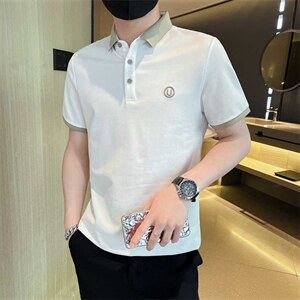 高品质主推夏季字母立体刺绣翻领短袖T恤Polo衫体恤T066-P45图片