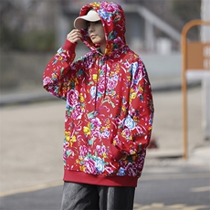 W203秋装大码男女东北大花连帽卫衣团队服男女汉服，男装卫衣，星座115A(原星座507）