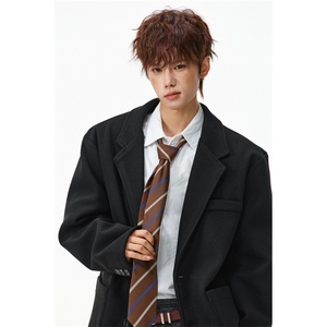 轻奢男装西装领毛呢大衣男款秋冬季潮牌设计高级感短款风衣厚外套，男装西服套装，星座903-1