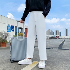 黑色2024秋装男士九分裤潮款纯色休闲裤男修身小西裤K18-P58控78，男装休闲裤，电商A108