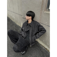 柳钉褶皱纹理压花外套设计感潮小众夹克JK186特P70，男装夹克，星座908-1