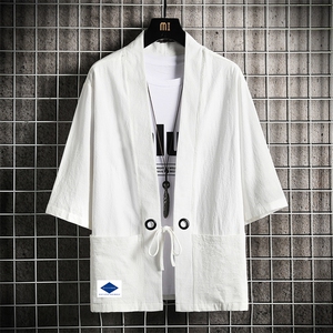 HF59061-P40风汉服男开衫外套七分袖道袍 网格挂拍图片