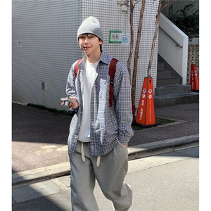男士长袖衬衫小格子cityboy潮流翻领衬衣春休闲外套男922P45图片