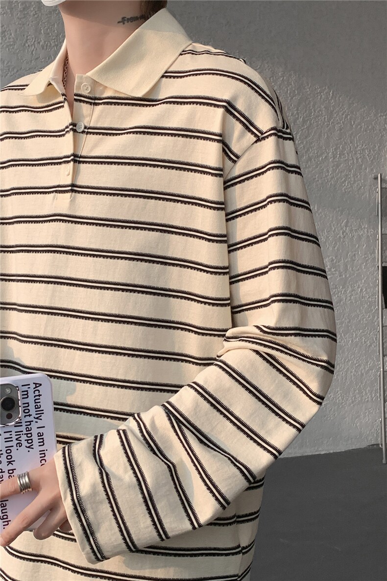 8XL-M条纹定律polo衫男翻领长袖t恤大版宽松上衣CX3011-P39,男装T恤,电商D206-1