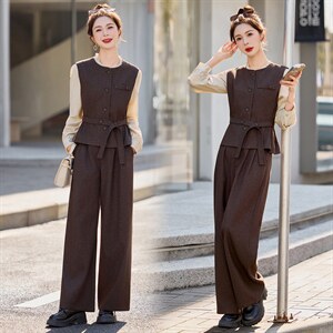 《现货》bao款2026年春季新款马甲套装商务风韩剧穿搭休闲显瘦女，女装套装/套裙，韩宇舍