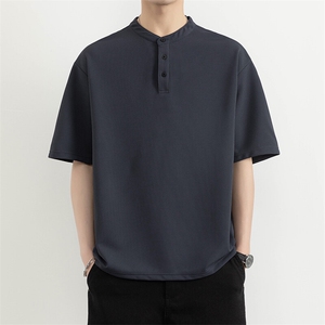 25067-特P50夏季休闲立领T恤男短袖打底衫休闲亨利领短袖polo衫男图片