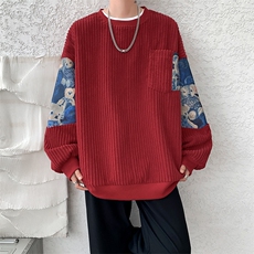 现货WY10065-特P45加绒特P55特殊面料圆领百搭小熊卫衣，男装卫衣，电商A059
