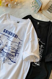 中性风纯棉短袖t恤夏季学生宽松半袖416B-1-D101-P25 限39图片