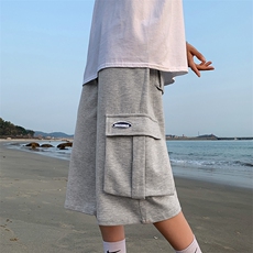 ins纯色短裤夏装潮流外穿潮韩版短裤运动七分裤休闲裤K280-P28，男装休闲裤，星座512-2