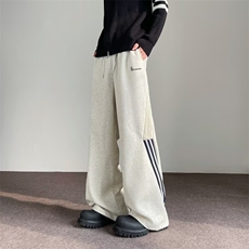 拼接条纹运动裤男女同款秋冬直筒休闲阔腿长裤子M977-310B-1-P40，男装休闲裤，星座310B-1