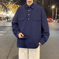 2026春夏新款男士套头衬衫仿肌理感褶皱宽松外套，男装衬衫，星座1206-1（原A206-1）