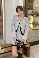 现货！刺绣小香风时尚套装女2024秋季新款女装两件套半身裙套裙子，女装套装/套裙，慧尚依恋