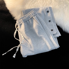 休闲裤男韩版潮流裤脚纽扣开衩高街帅气2024冬季ins长裤K4823-P42，男装休闲裤，星座412-3