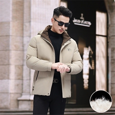 新款新标90绒中年羽绒服外套男士秋冬拆卸帽时尚休闲羽绒服大衣，男装羽绒服，钱塘723