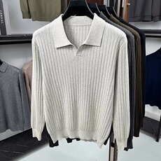 高端纯色麻花毛衣男士翻领加厚保暖针织衫秋冬季新款内搭打底衫男，男装T恤，星座302B-2