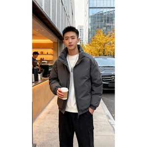 现货美式高街休闲棉衣夹克三防立领纯色户外工装加厚棉服外套图片