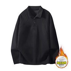 抖音得物高品质美式高街重磅曼巴棉结构螺纹拼接翻领卫衣长袖T恤，男装T恤，电商A486-1