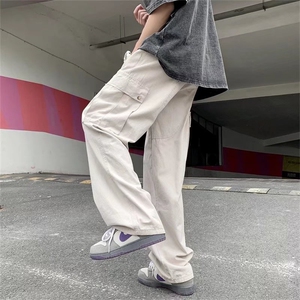 高街潮工装裤男潮牌ins直筒宽松hiphop炸街设计感裤子图片