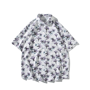精品花衬衫大码男短袖夏季痞帅休闲上衣服外套翻领衬衣A012/P35,浅口黑色鞋衣服搭配图片图片