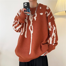 秋冬季新款潮牌街头粗毛线针织竖条纹上衣加厚百搭毛衣M008/P45，男装针织衫/毛衣，星座506