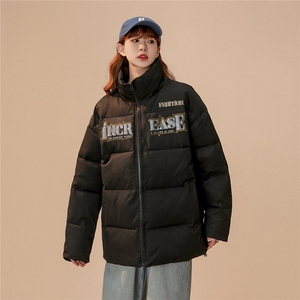 中性风22秋冬新款潮牌字母印花立领面包服棉衣外套MY64P85控99图片