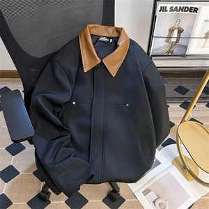 美式复古夹克拼接翻领春秋长袖上衣男cleanfit拉链外套 JK688图片