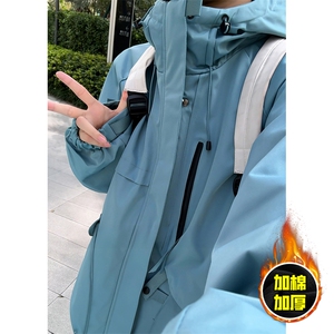 现货5W件冬季三防美式boxy解构连帽雪山冲锋衣棉衣男女棉服厚外套