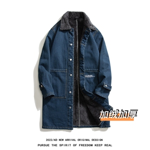 JK648J-p98-限价138M-5XL 白底羊羔毛牛仔风衣棉衣大码CITYBOY图片