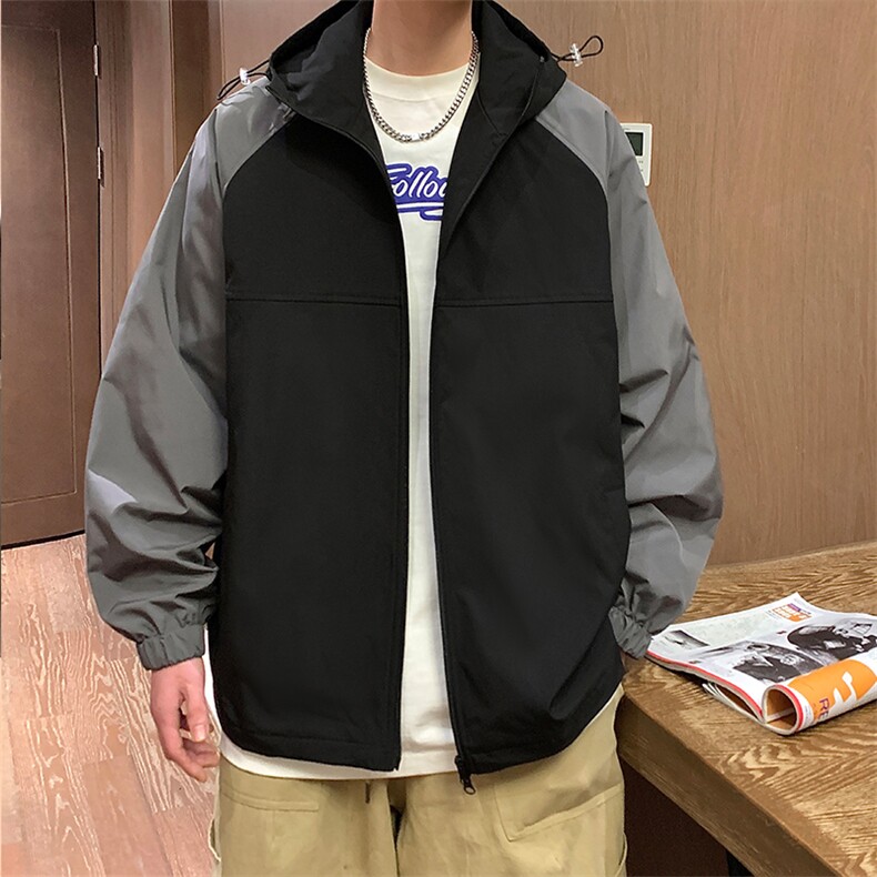 新春款拼色连帽夹克中性风户外百搭冲锋衣宽松外套CYJK9253-P65,男装夹克,电商A128