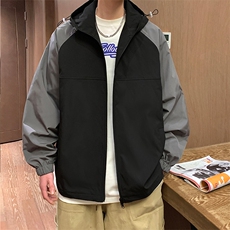 新春款拼色连帽夹克中性风户外百搭冲锋衣宽松外套CYJK9253-P65，男装夹克，电商A128
