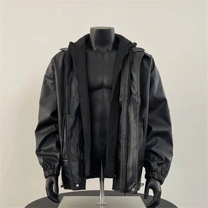 【有货】Y1018LL-特P85 假两件皮衣外套痞帅机车服夹克图片