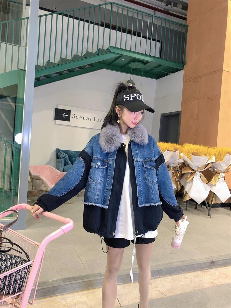 牛仔狐狸毛派克服拼爆版，其它，金地雪