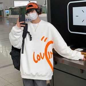 秋季新款潮牌字母印花连帽卫男休闲衣宽松套头衫22310-52控88图片