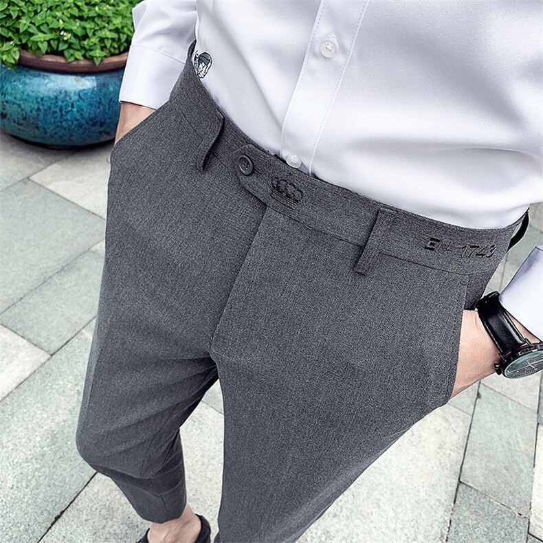 春季英伦休闲西裤韩版修身小脚裤商务长裤6557九分裤ZD88P55,男装西裤,星座1904A